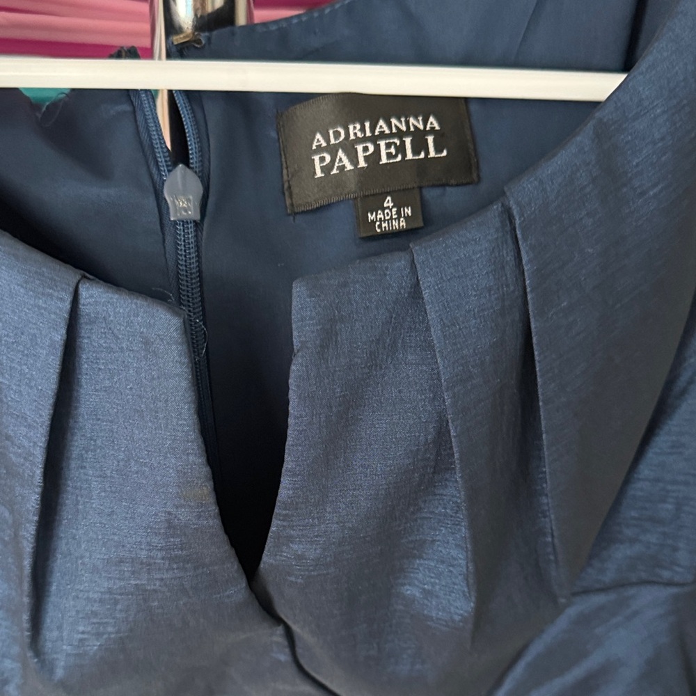 Adrianna Papell Navy Pleated Dress